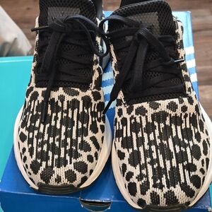Adidas Black and White Animal Print Sneakers